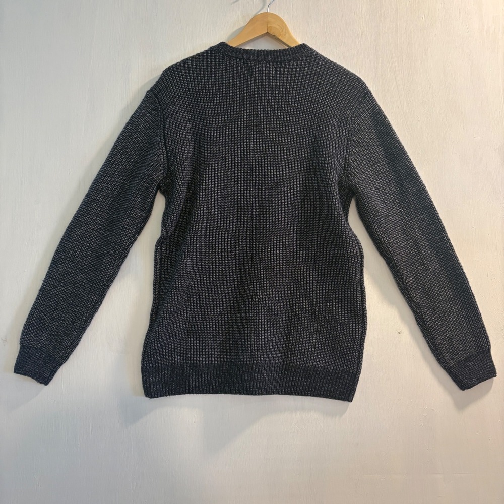 Retrofit Brand Mfg Mens Marled Navy Blue Ribbed Knit Crewneck Sweater Size Large